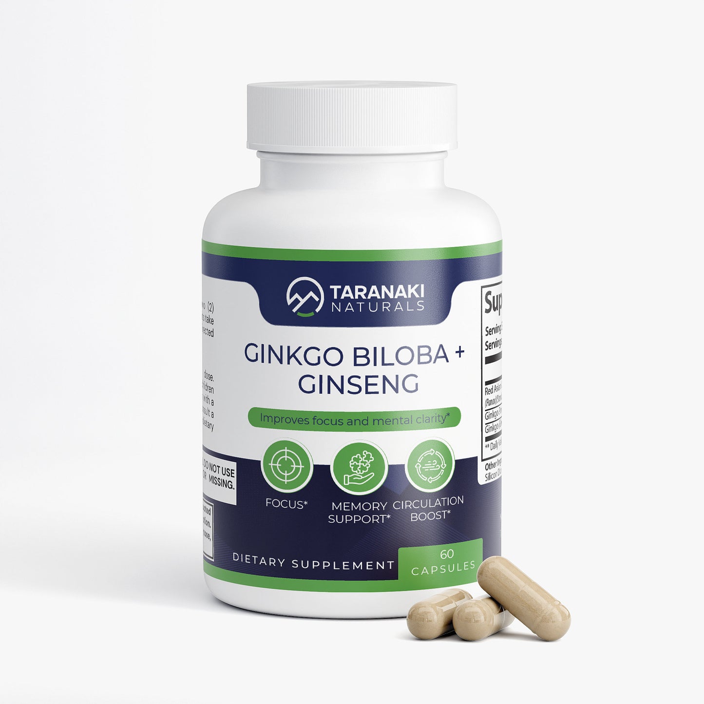 Ginkgo Biloba + Red Ginseng - Vegan, Non-GMO, Gluten-Free 60ct