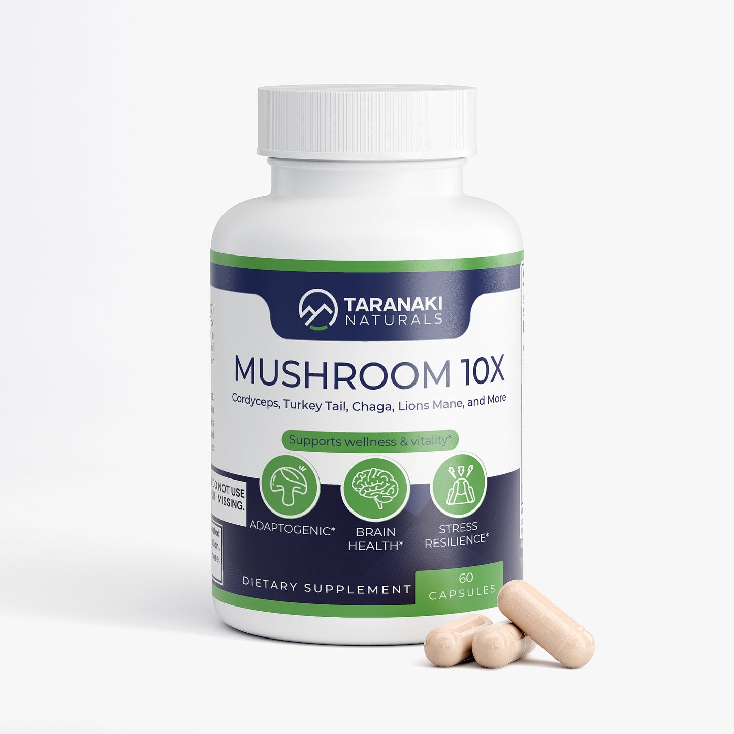 Mushroom 10X - Reishi, Lions Mane, Chaga, Cordyceps, Turkey Tail and More - 60ct