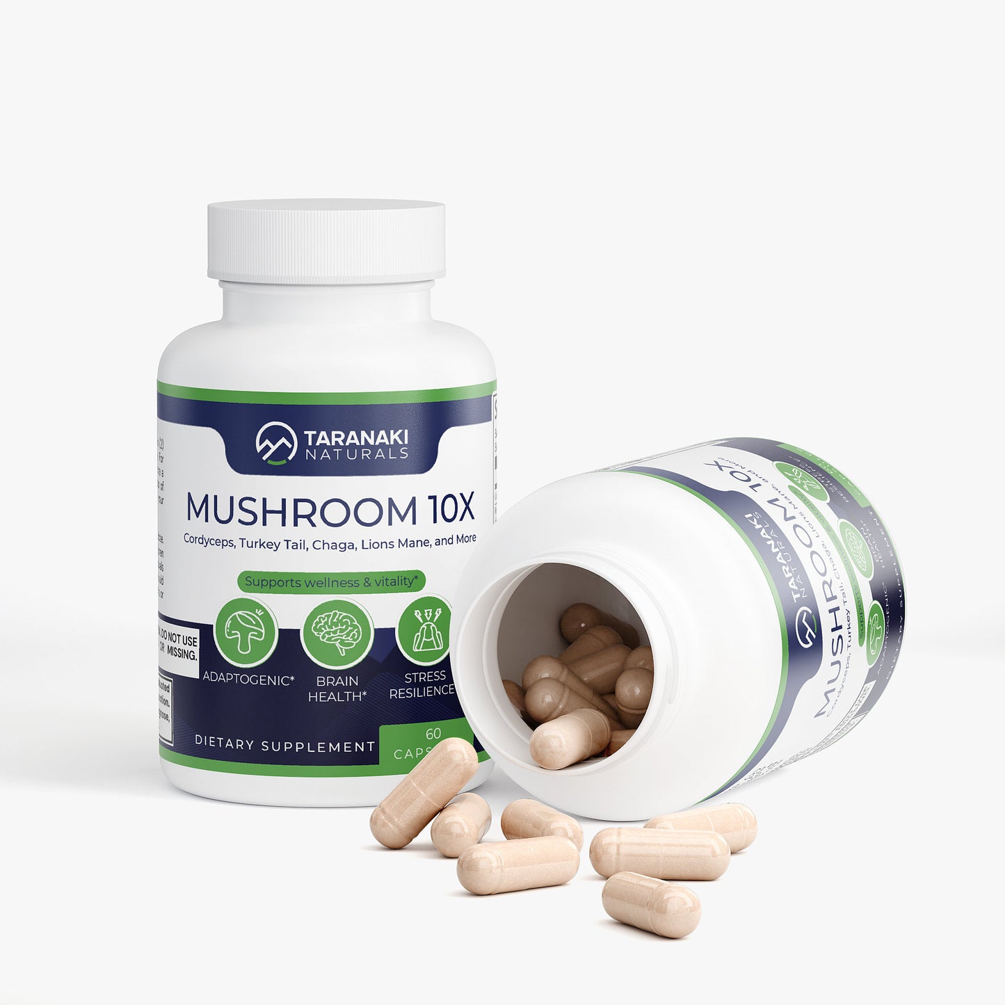 Mushroom 10X - Reishi, Lions Mane, Chaga, Cordyceps, Turkey Tail and More - 60ct