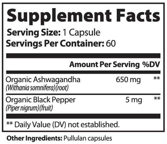 Premium Ashwagandha with Black Pepper - 60ct