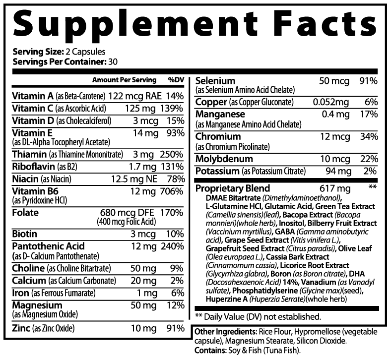 Bacopa, DMAE, L-Glutamine, GABA and More - 60ct