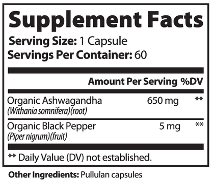 Premium Ashwagandha with Black Pepper - 60ct