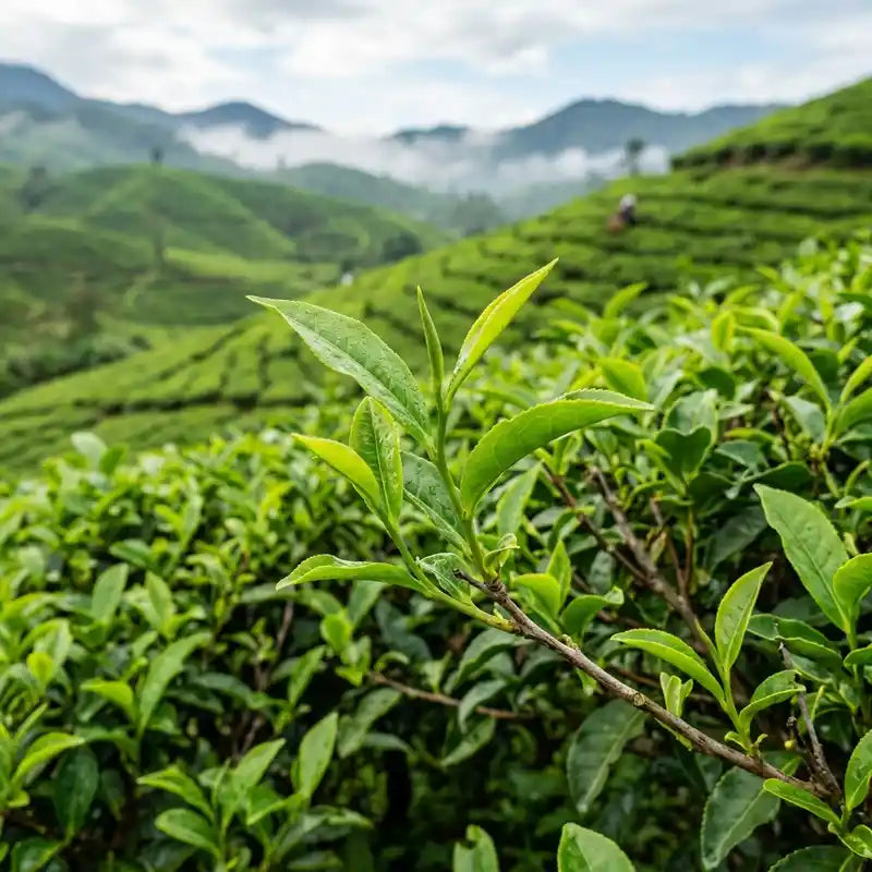 Camellia sinensis green tea leaves